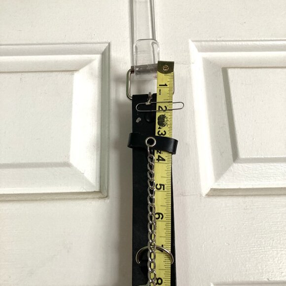 Black Belt Skulls & Hanging Chains, Size Small, Genuine Leather Rock Punk Goth - Picture 7 of 11